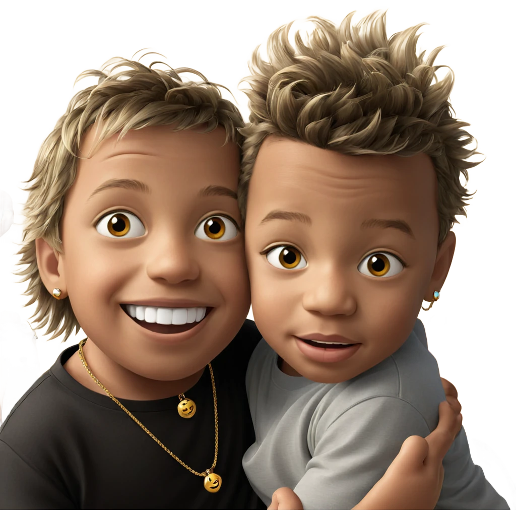 happy boys with jewelry emoji