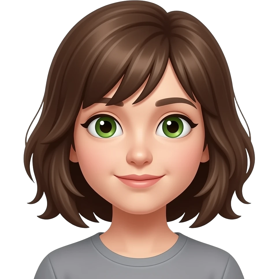 Mädchen mit grün braunen Augen undbraunen Haaren emoji