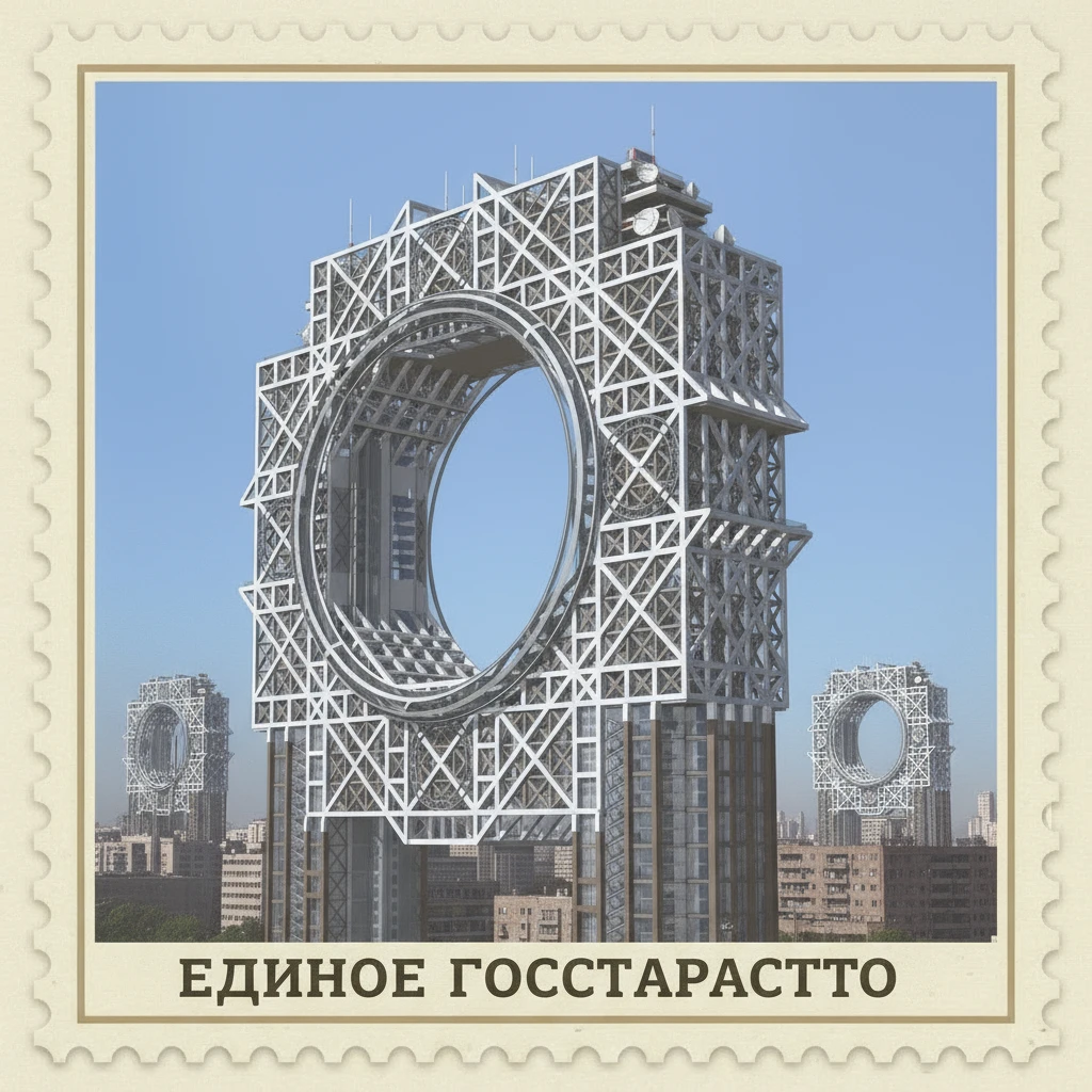 капсульный дом-коммуну конструктивизм 1920-е годы из произведения "Мы" Замятина стилизуй под марку как на фото

 emoji