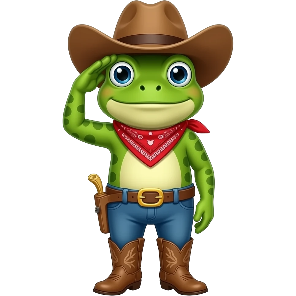Saluting cowboy frog emoji