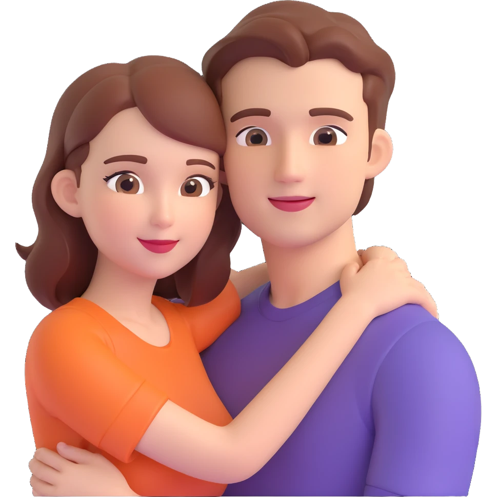 couple posing, close up pose, living room background emoji