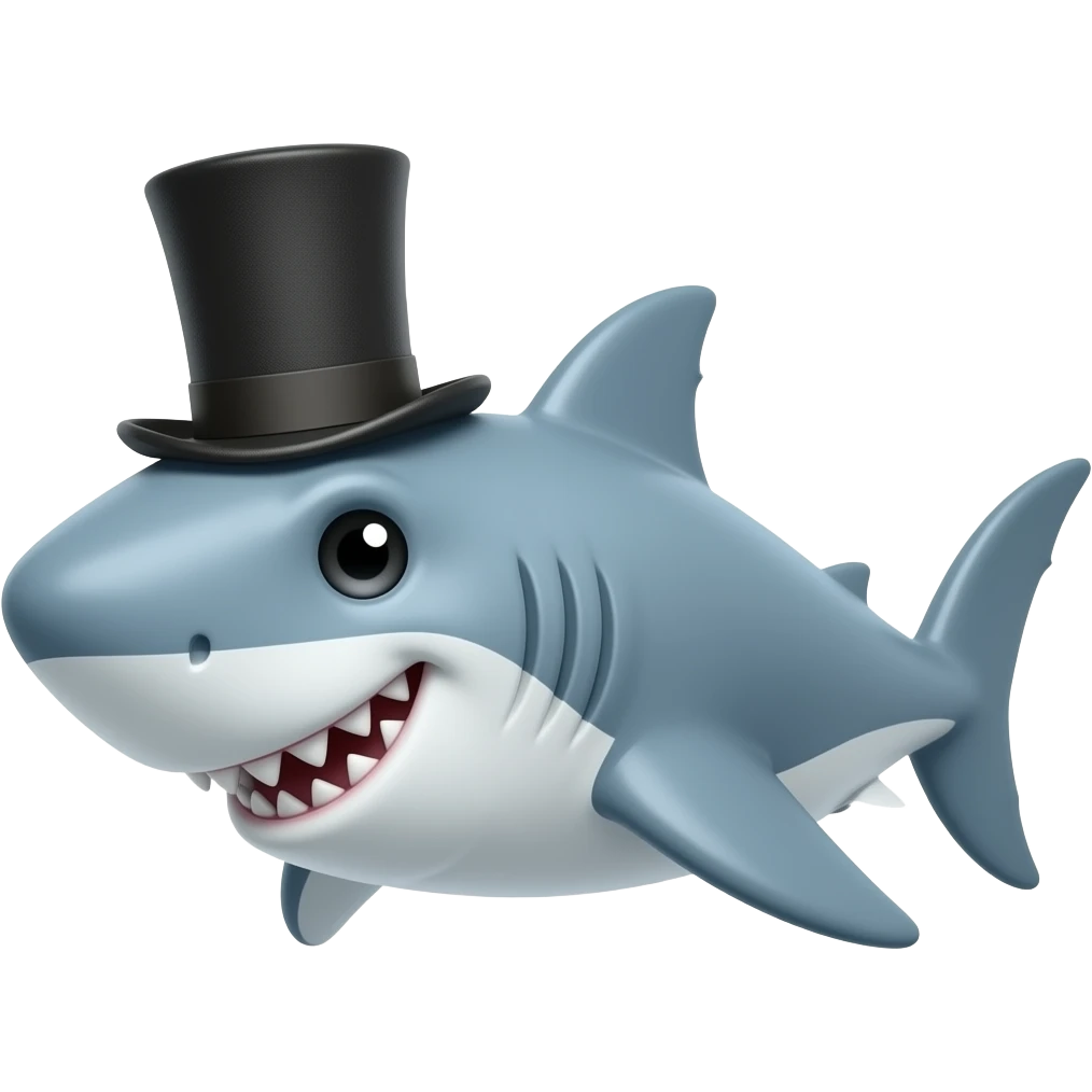 Shark with a top hat emoji