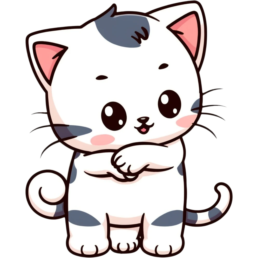 Kitten kissing another kitten in matching outfits emoji