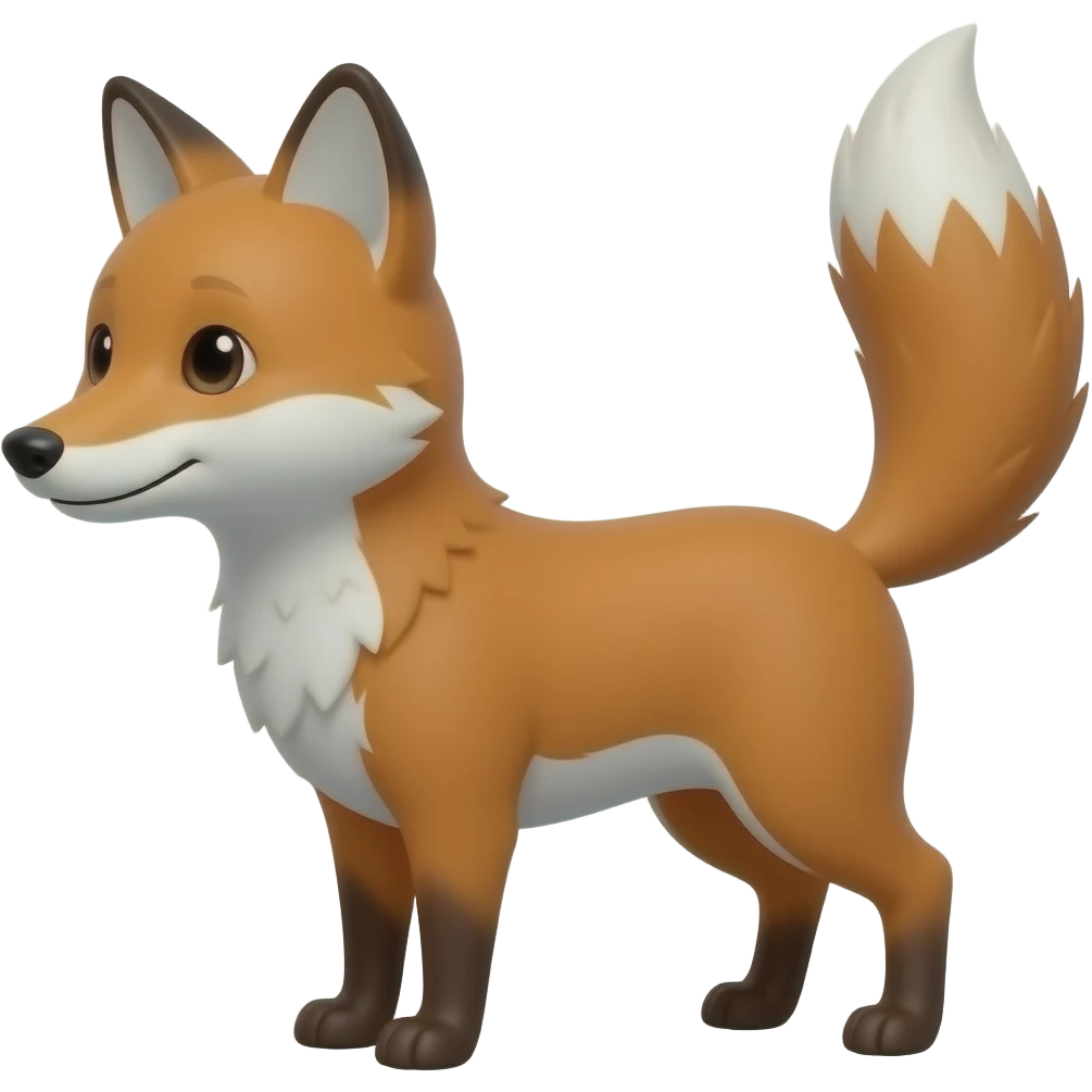 fox with black dots for eyes its head at 3/4 with a full body tail up emoji