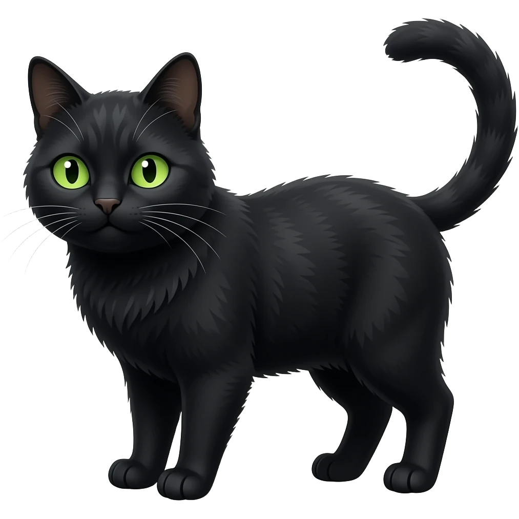 Un gros chat noir aux yeux verts qui se pose des questions emoji