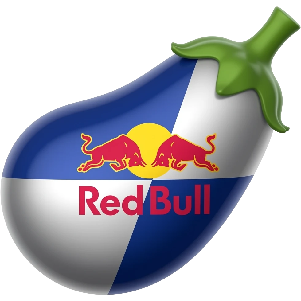 Rede Bull emoji with the shape of a eggplant emoji