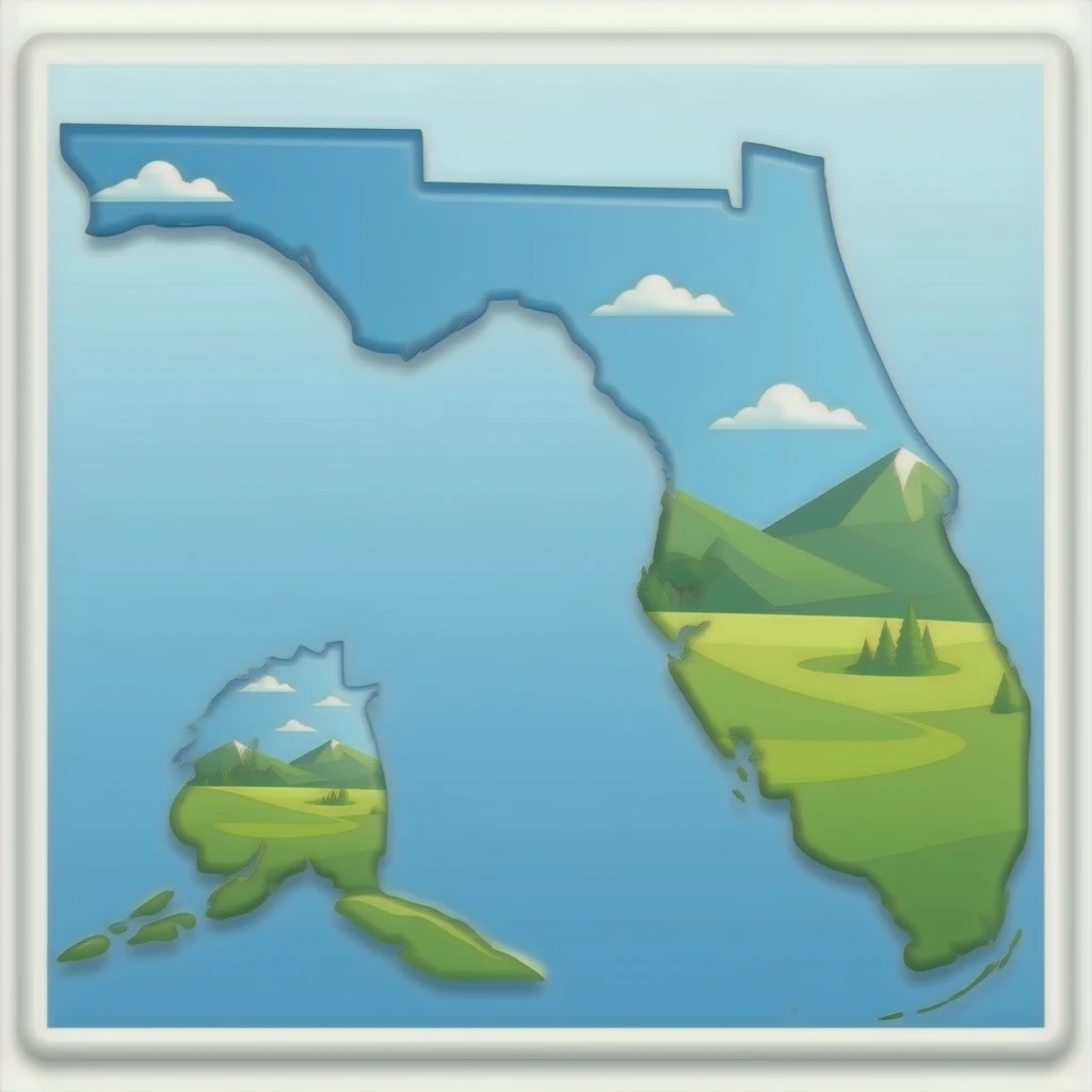 Map of florida with a face emoji