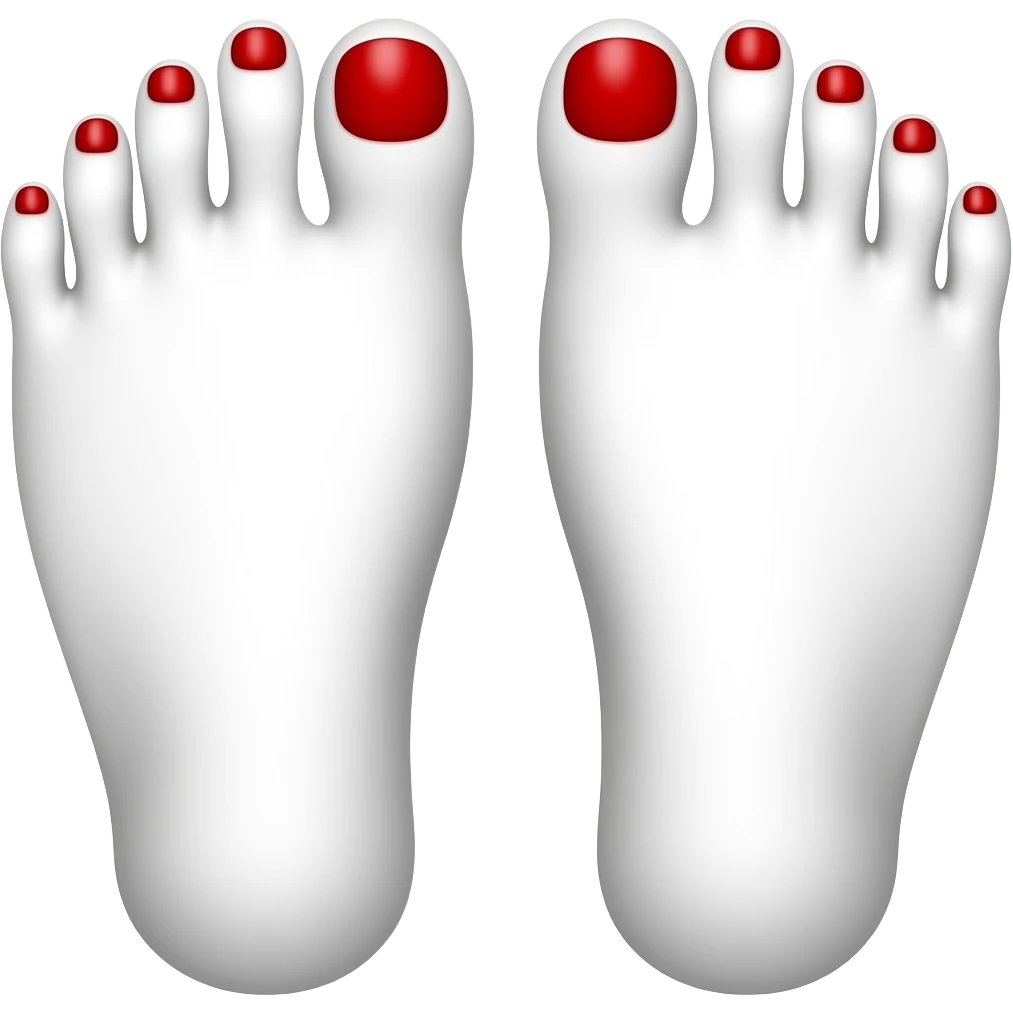 White feet with red toenails emoji