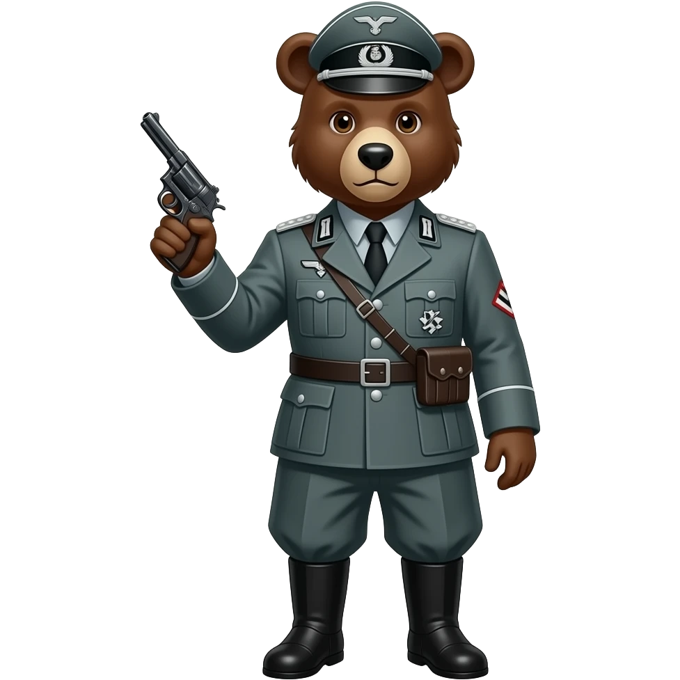 Bear ww2 Wehrmacht soldier hold a luger pistol emoji