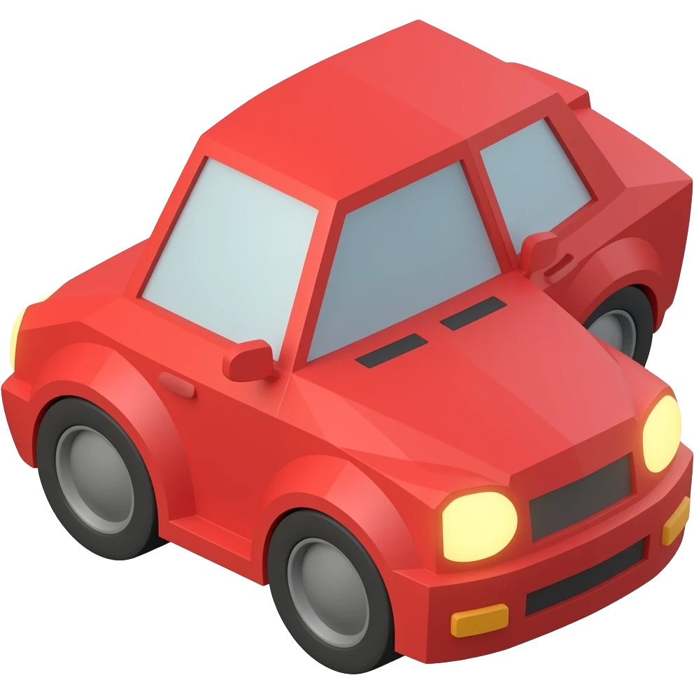 3d low poly red car emoji
