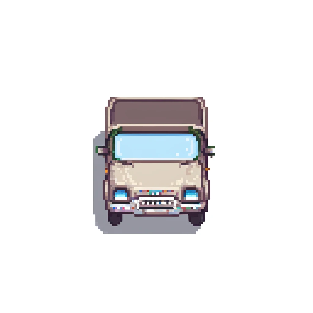 basic courier truck from side angle, few pixels emoji