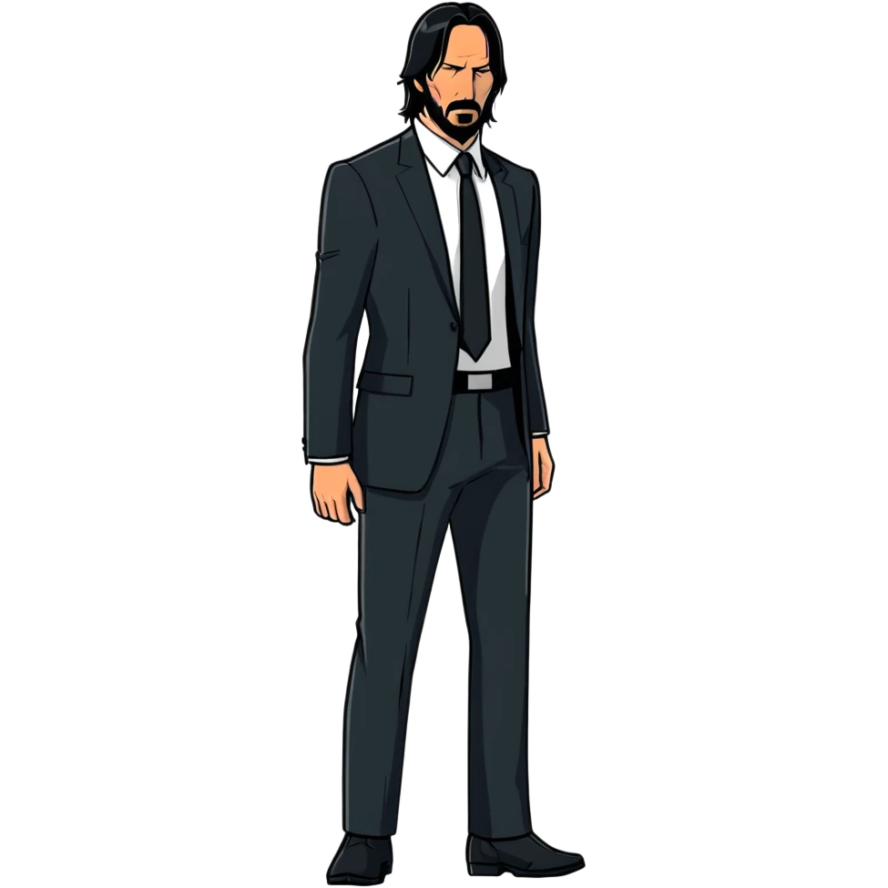 John Wick character with black suit, beard, and intense look emoji