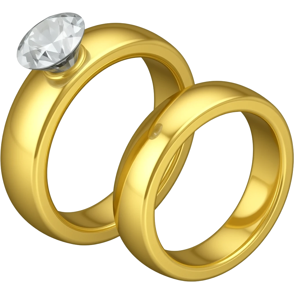 Two rings in two rings in yellow gold, one with a diamond. emoji