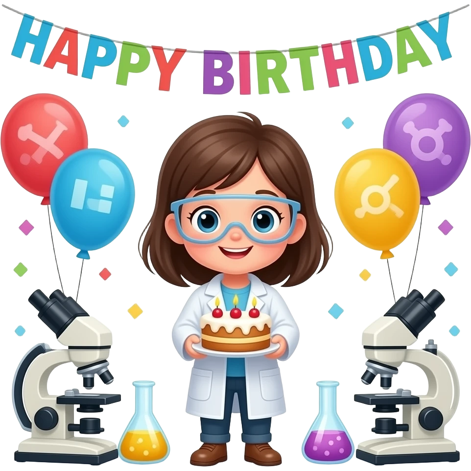 little girl scientist's birthday theme emoji