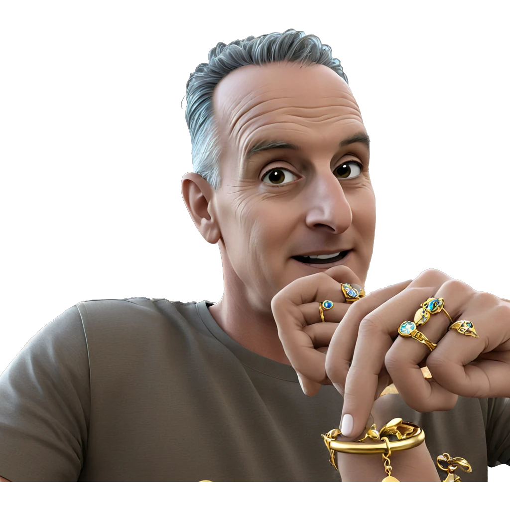 boy holding jewelry by tree emoji