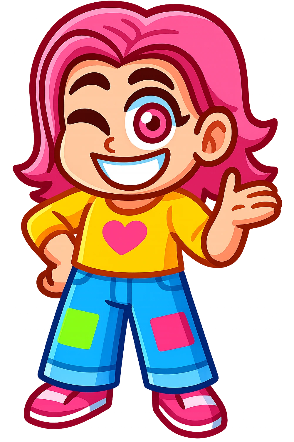 Extract every character from the picture. there is  5 character. So i need total 5 images of the character including the clothes and accessories they are wearing, and place on a transparent background. Keep the original style and appearance exactly the same. and separately give me the each character picture

 emoji