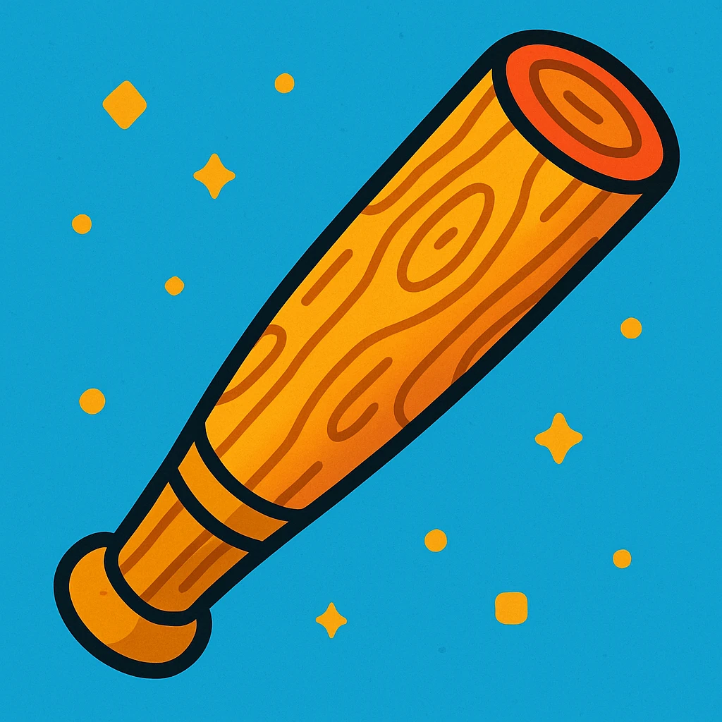 wood baton vibrant cartoon style emoji