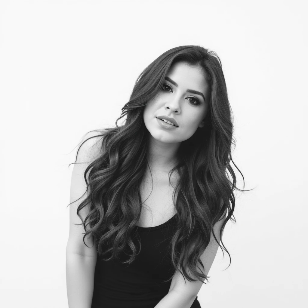 Art of nude woman's very sexy body scheme anatomy-bare shoulders and black eyes-very long straight brunette hair spreading legs and showing her pussy in seductive pose. New year elements: champagne gift emoji