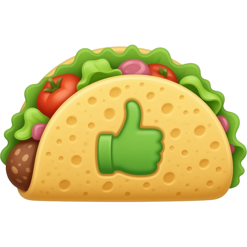 a taco with a green thumbs up in the middile emoji