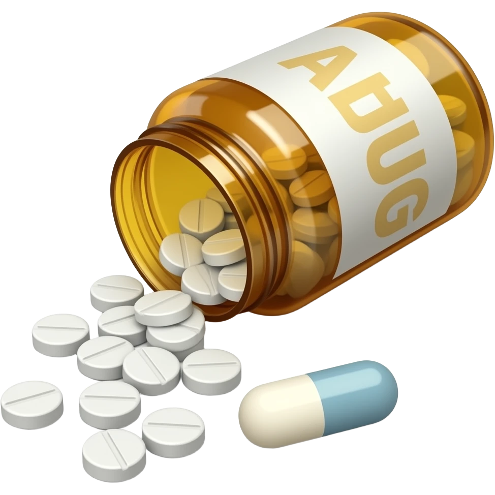 Realistic spilled pill prescripton bottle emoji