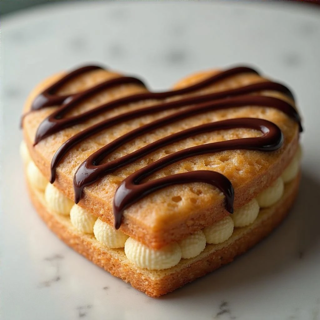 heart-shaped food with a chocolate drizzle emoji