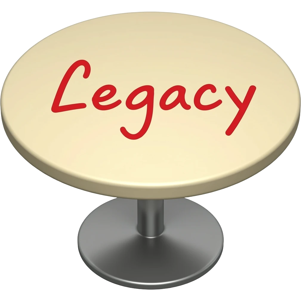 round table from the top handwritten legacy in red on it emoji