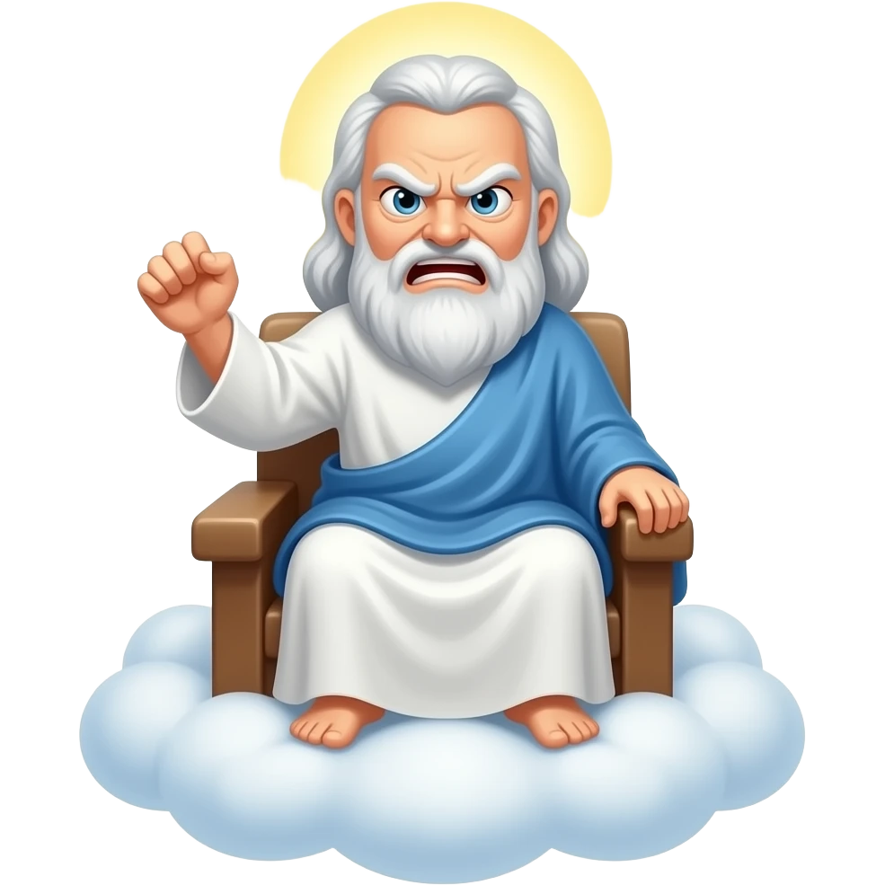 God as an old man sitting in heaven very angry emoji