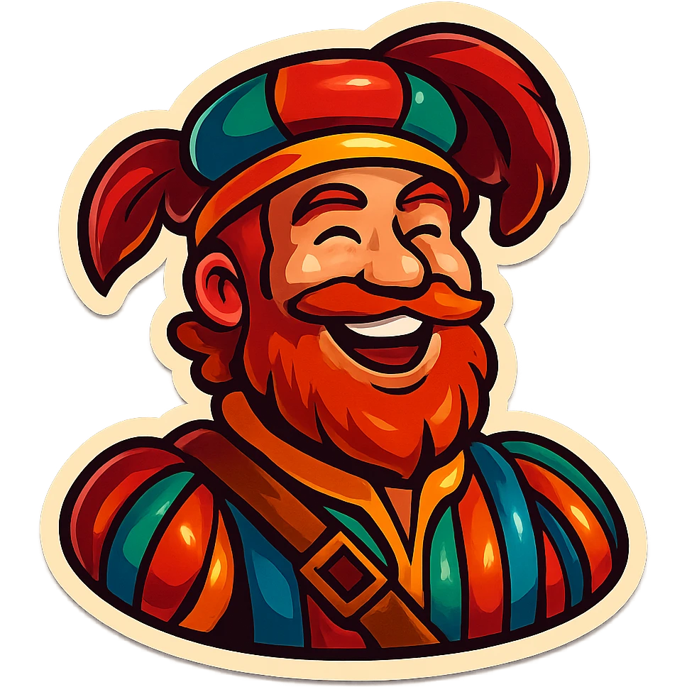 Red-bearded Landsknecht bust showing happiness emoji
