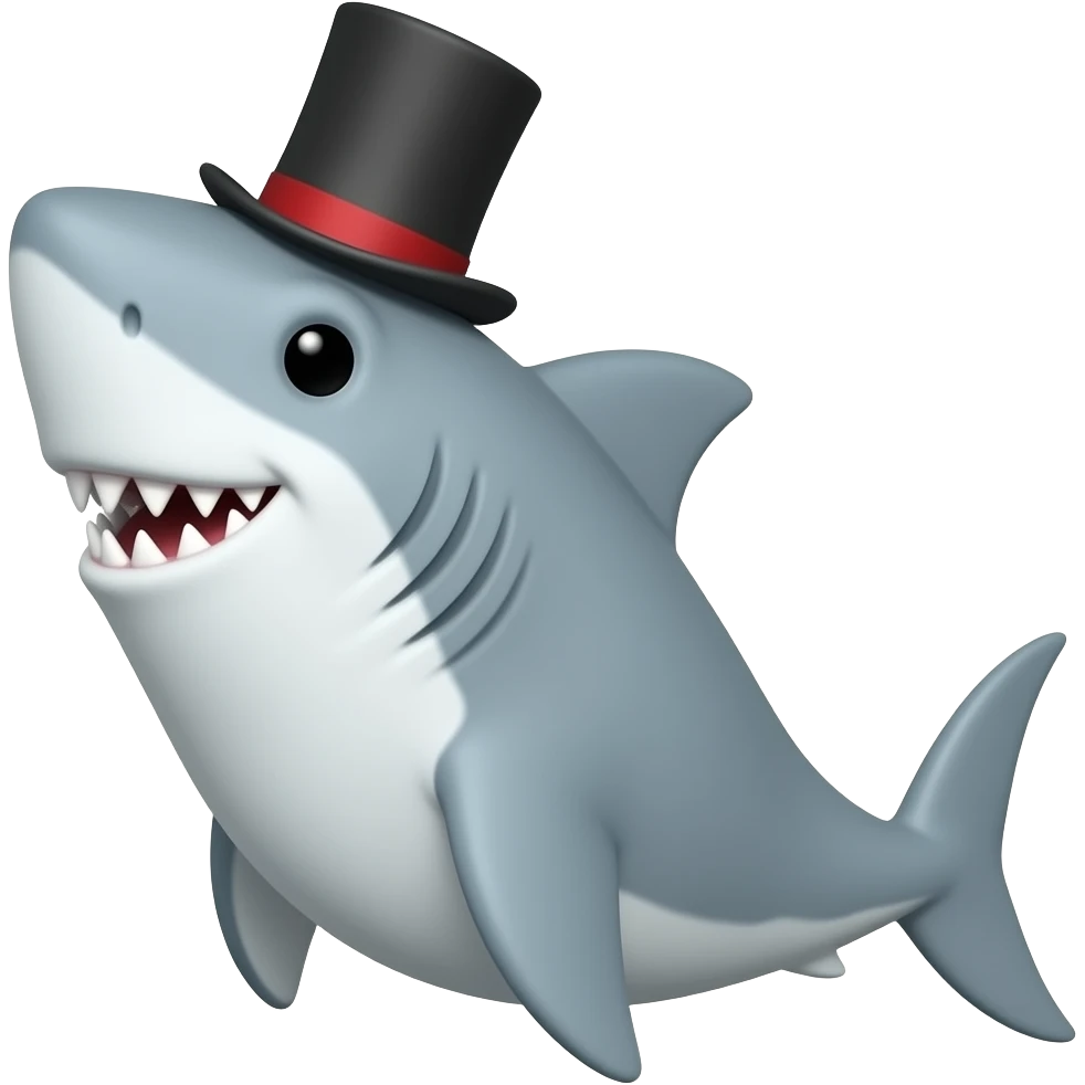 Shark with a top hat emoji