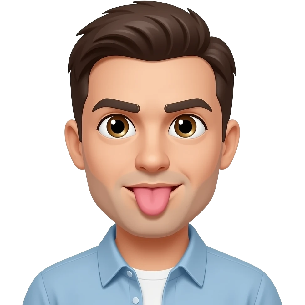 Que sea el normal con unos ojos achinados y mirando hacia arriba y con la lengua afuera emoji