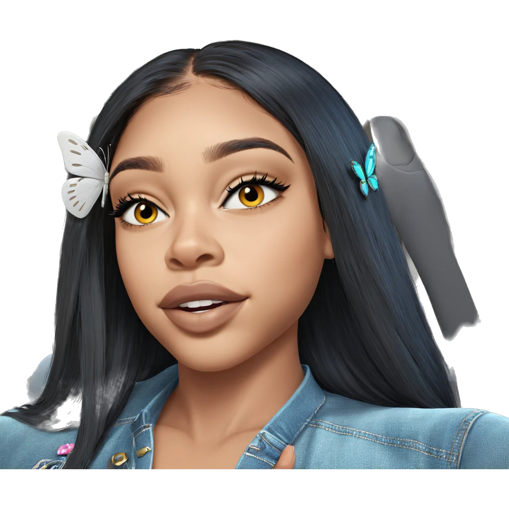 girl in car with butterfly emoji