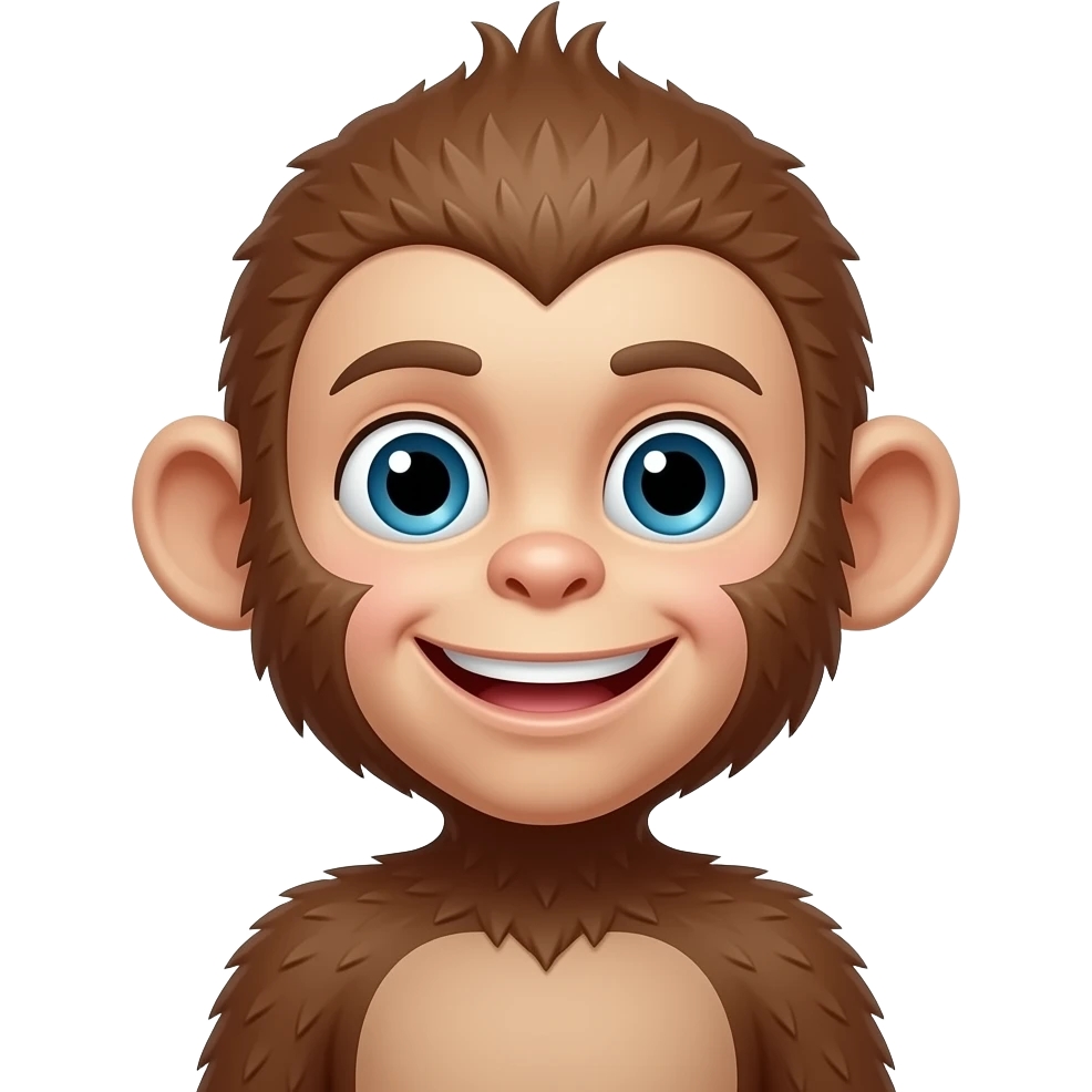 Make a boy that kind of looks like a monkey with wide smile emoji