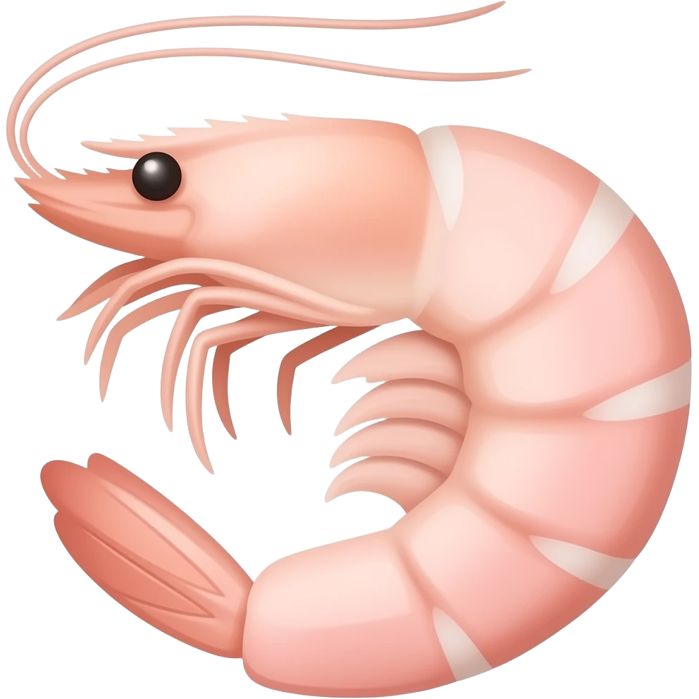 Pastel color 2D render iPhone emoji png of a detailed pinky pink pink pink  shrimp emoji