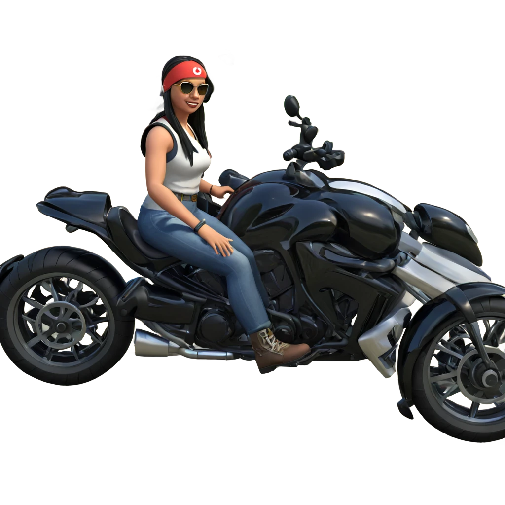 girl with motorcycle in nature emoji
