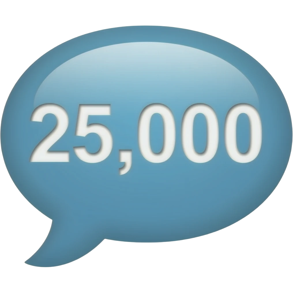 Globo de mensaje,con el número "25.000" emoji