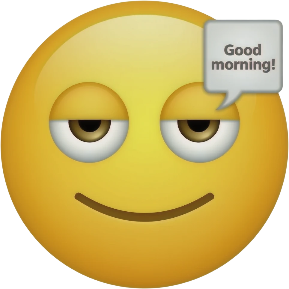 emojis.com Fruncir el seño Emoji emoni Yellow smiley emoji that's Tired and says Good morning emoji