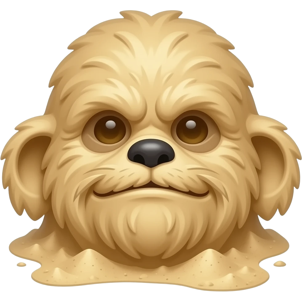 a sandcastle that looks like a wookiee emoji