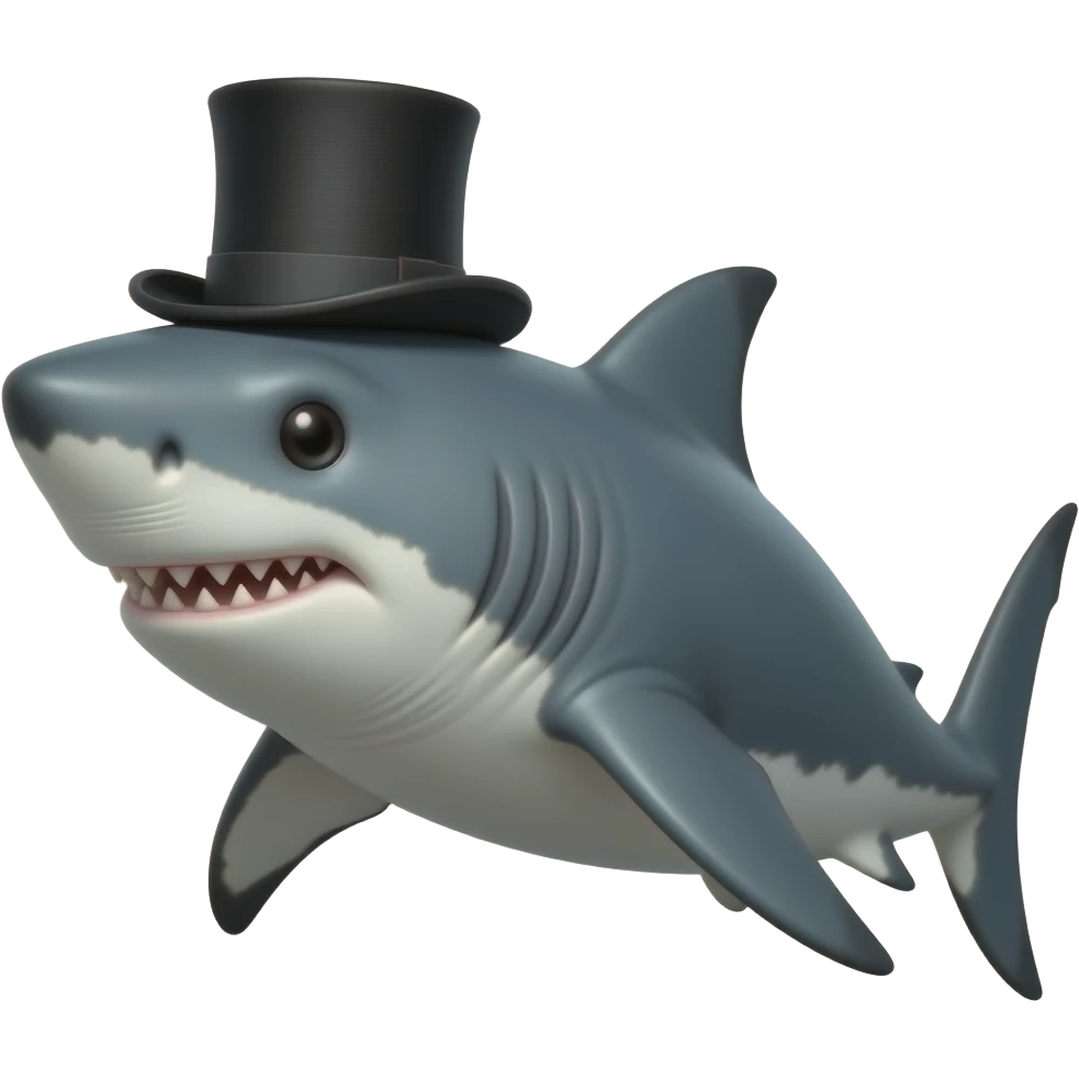Shark with a top hat emoji