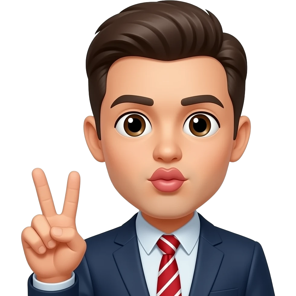 kissing face peace sign emoji