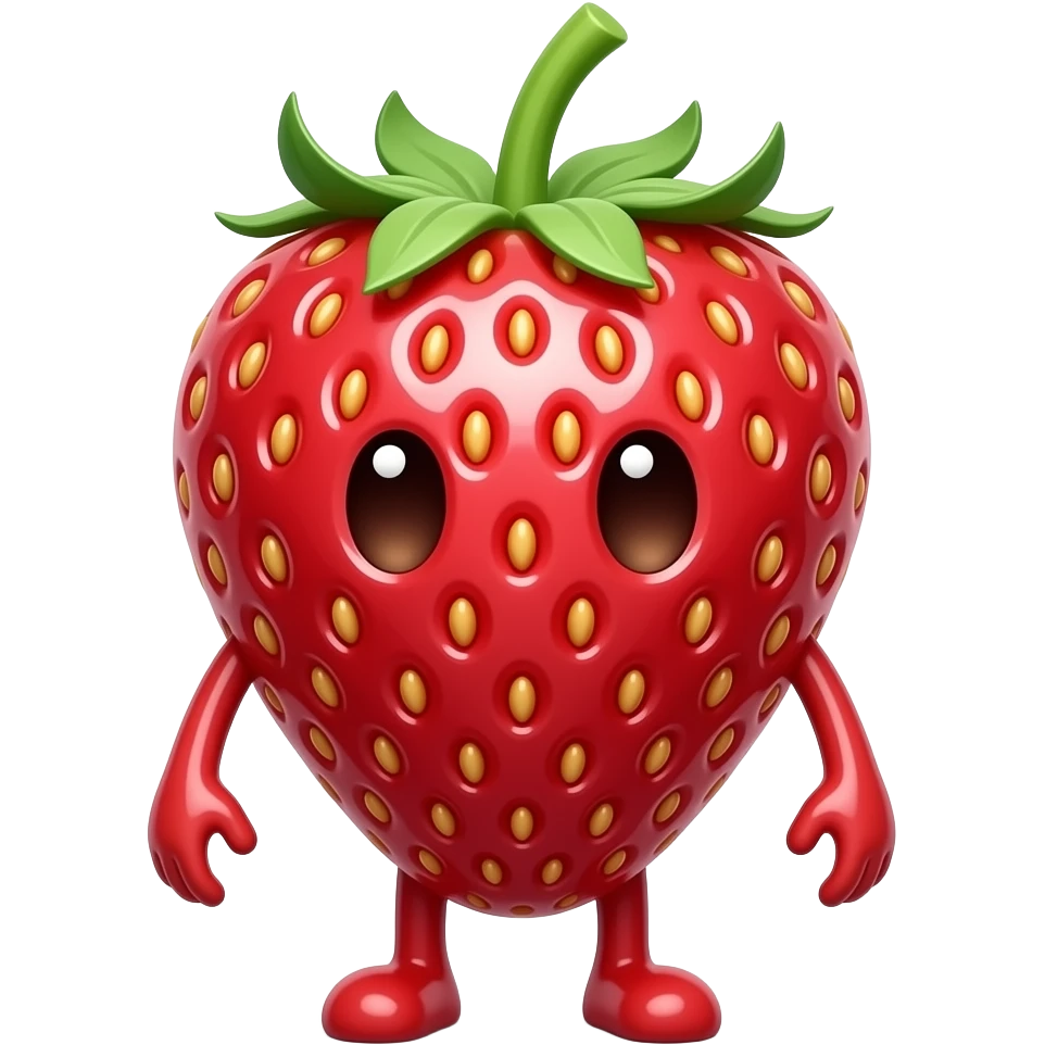A strawberry with legs without arms emoji