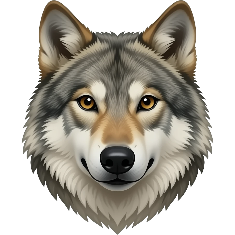 Make  w aolf emoji  Ike silent but look like dangerous and make like looking straight just head  please make it like real wolf 🥲 emoji