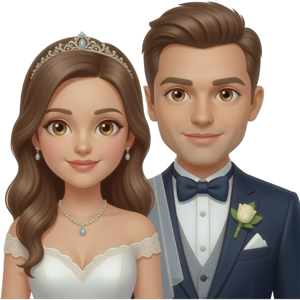 Fair skinned bride and groom with light brown eyes  goldabor emoji