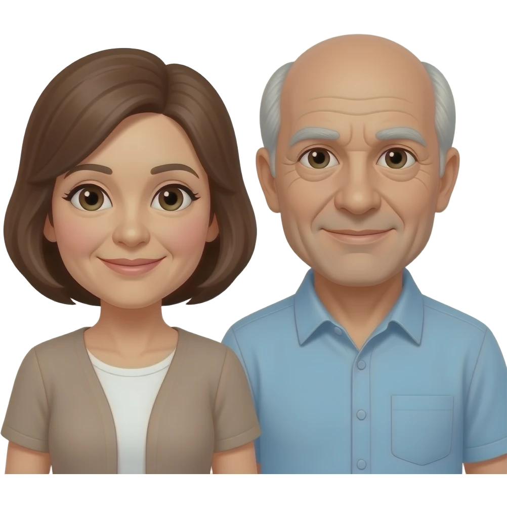 can you make a couple in their 60s, woman has brown hair and man is bald emoji
