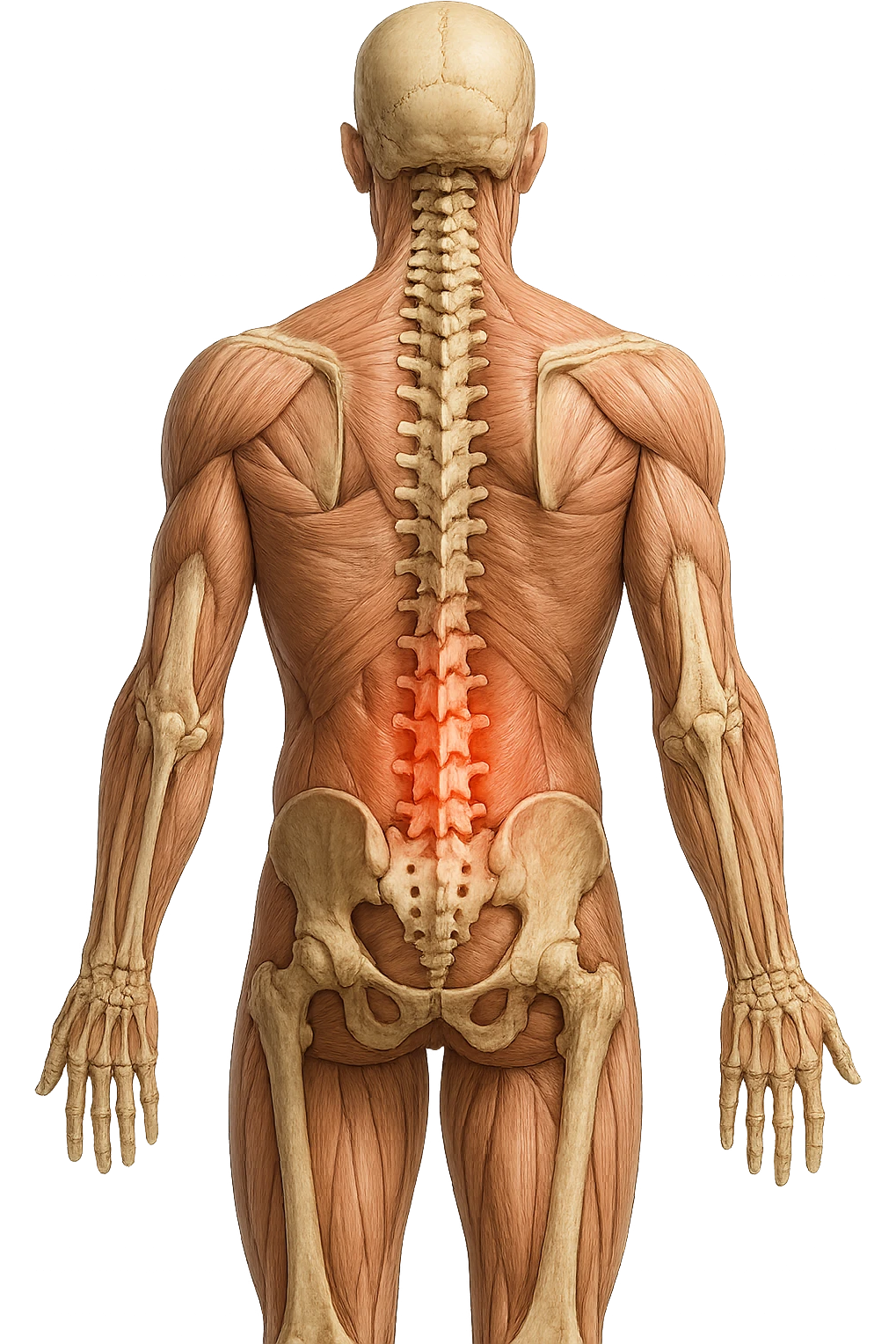 corpo UMANO ANATOMICO con mal di schiena, iperrealistico 4k emoji