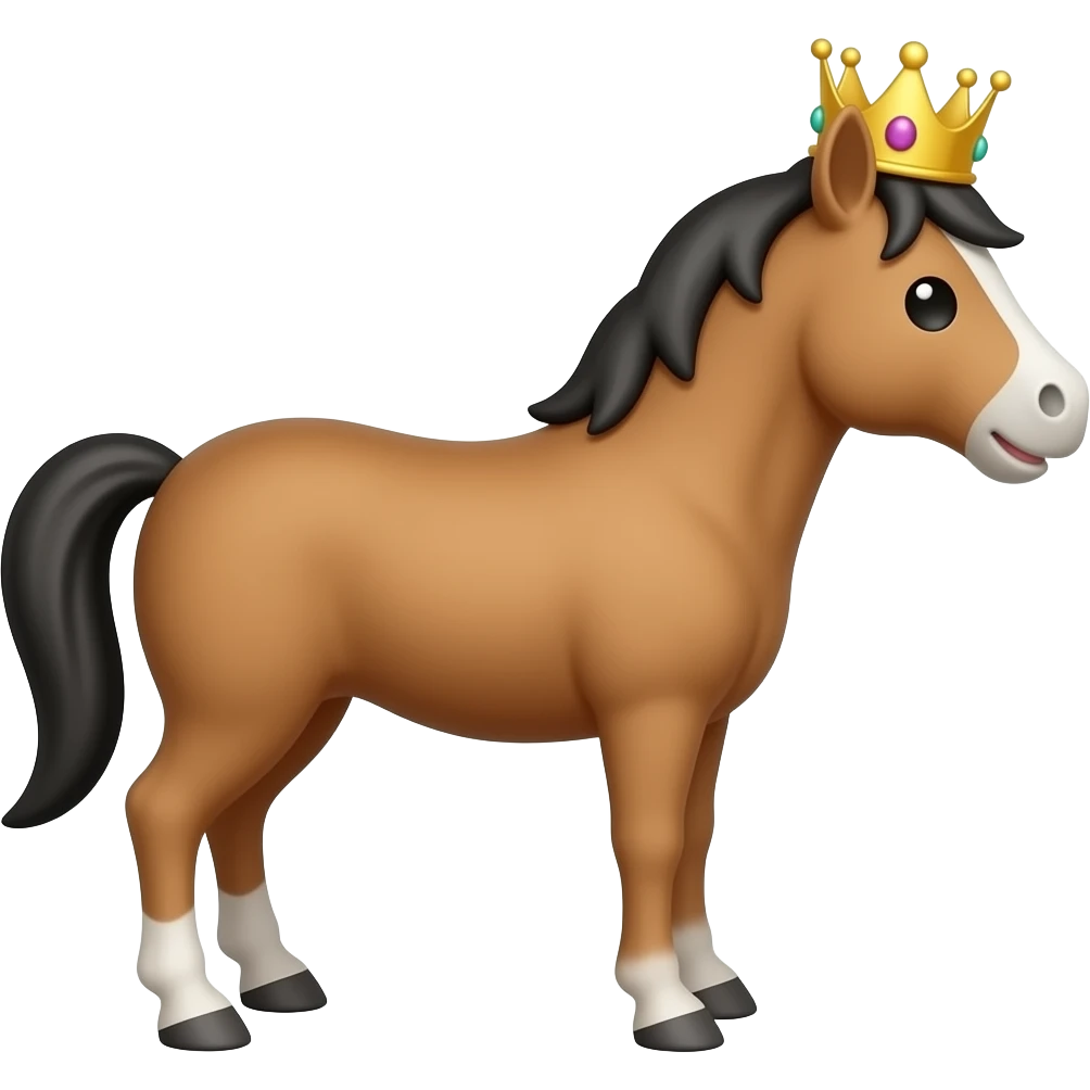 full body Horse emoji facing towords right side with crone emoji