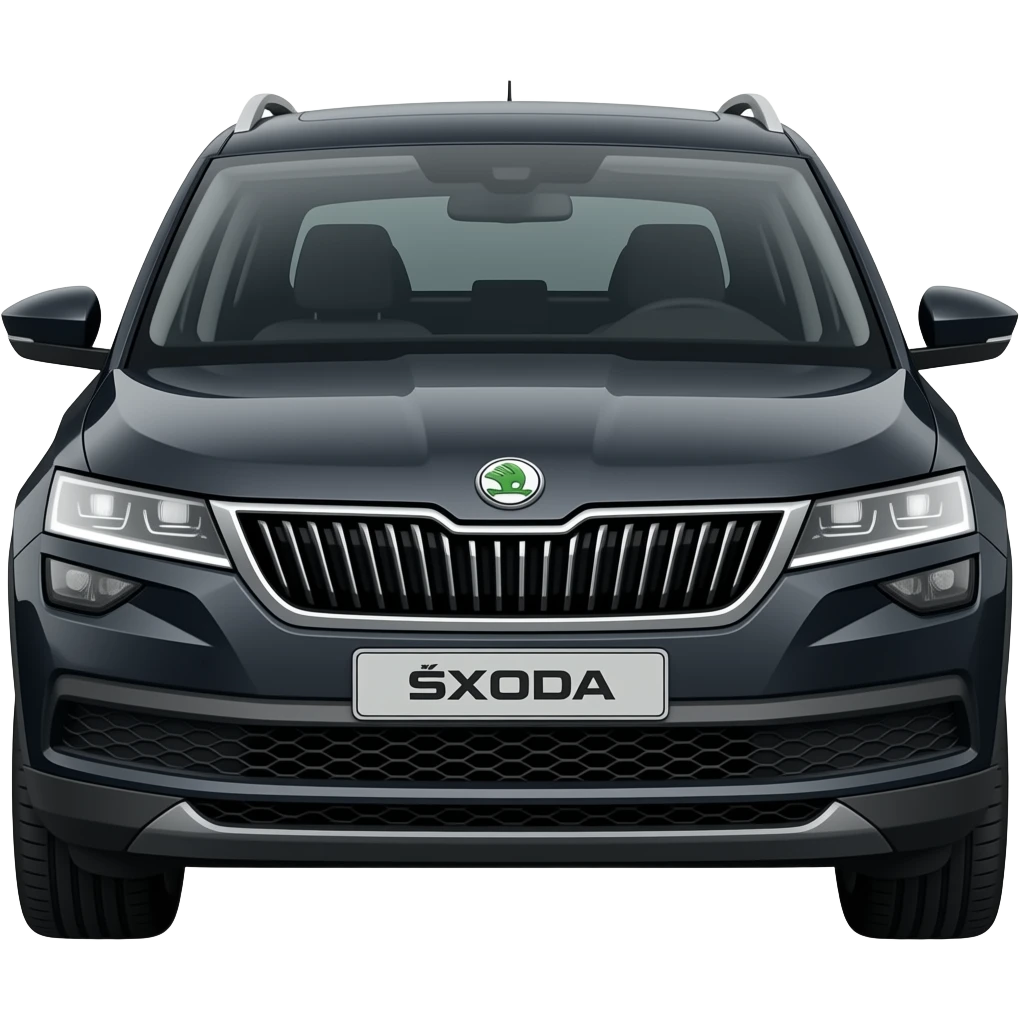 Skoda karoq nu7 schwarz silbernes logo emoji
