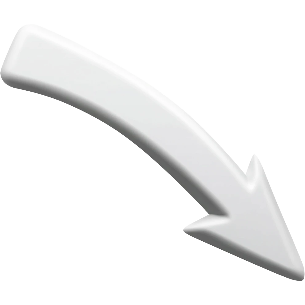 down arrow, clear, going down first, then right, sharp curve emoji