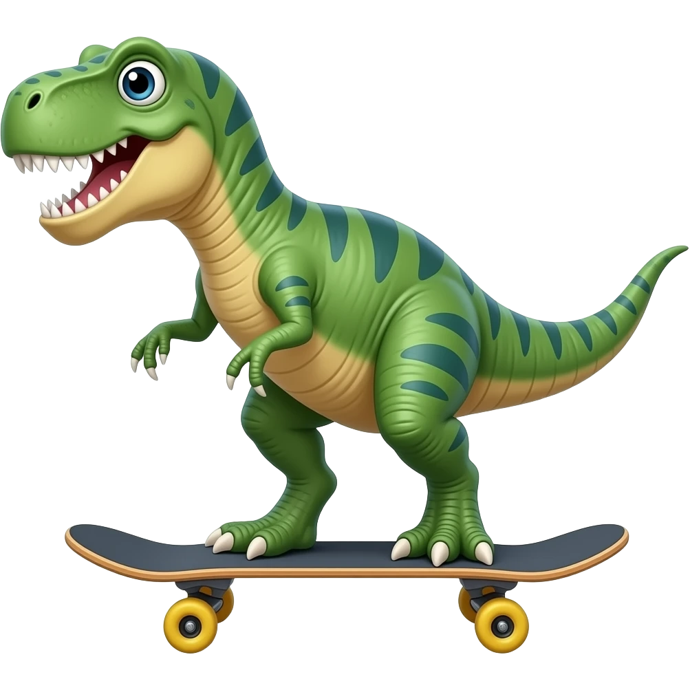 Dinosaur on a skateboard emoji
