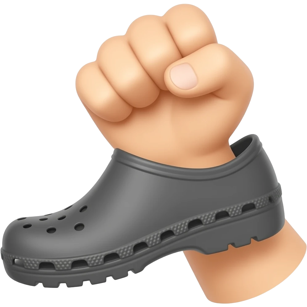 emoji fist holding a croc shoe, as if to throw it emoji