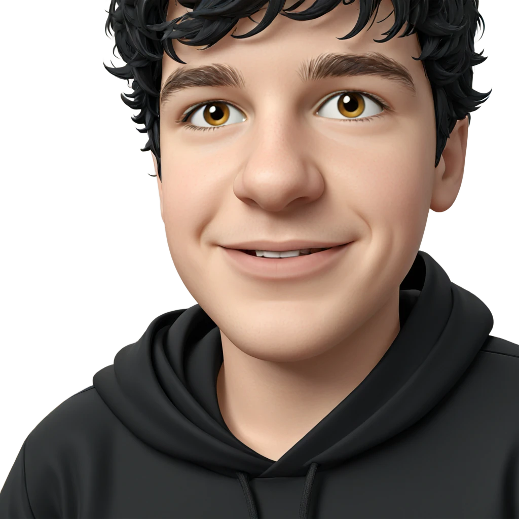 smiling boy in black hoodie emoji